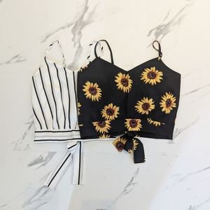 Set of two printed cropped cami tops